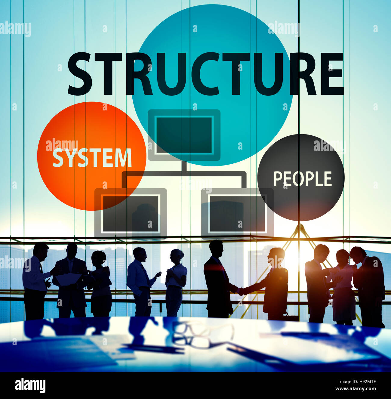 Geschäftskonzept Struktur Flussdiagramm Unternehmensorganisation Stockfoto