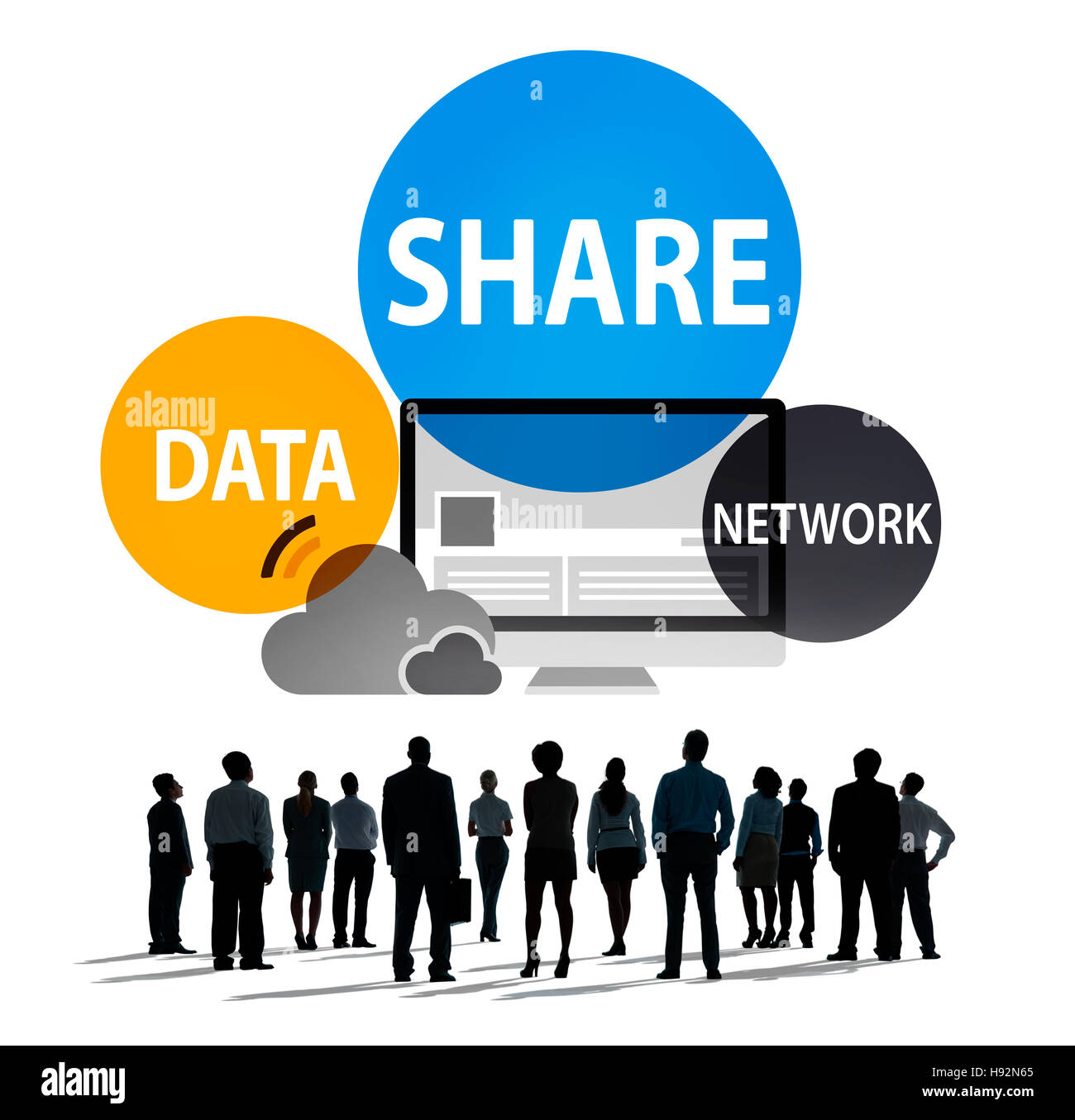 Teilen Sie Datennetzwerk Sharing-soziales Netzwerk Verbindung Konzept Stockfoto