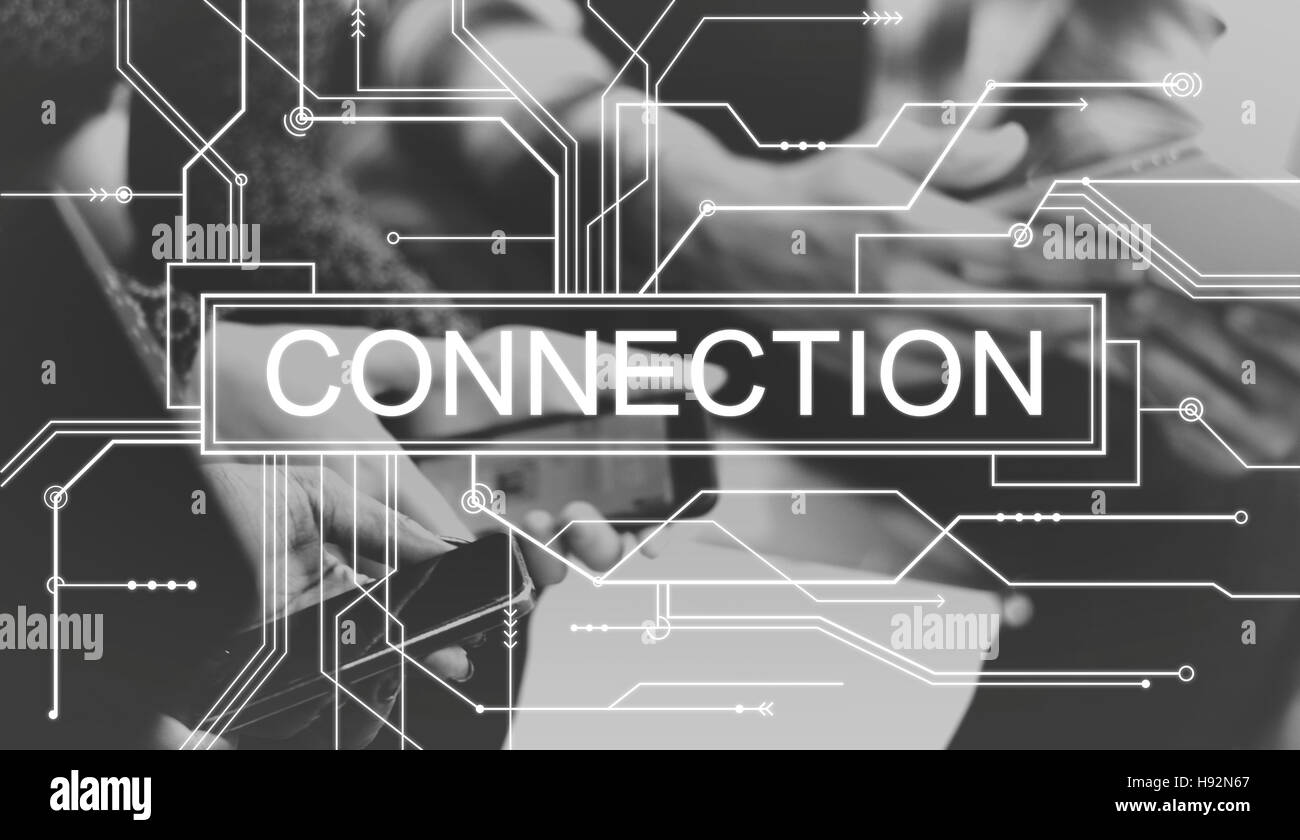 Verbindung Netzwerk Online-Social-Media-Platine-Konzept Stockfoto