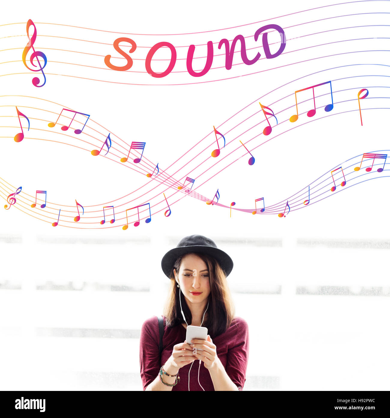 Musik Noten Entertainment Melodie hören-Konzept Stockfoto