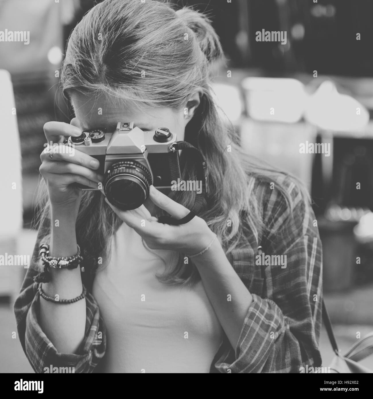 Mädchen-Abenteuer-Hangout Reisen Urlaub Fotografie Konzept Stockfoto