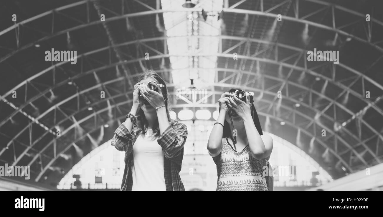 Mädchen-Freundschaft-Hangout Reisen Urlaub Fotografie Konzept Stockfoto