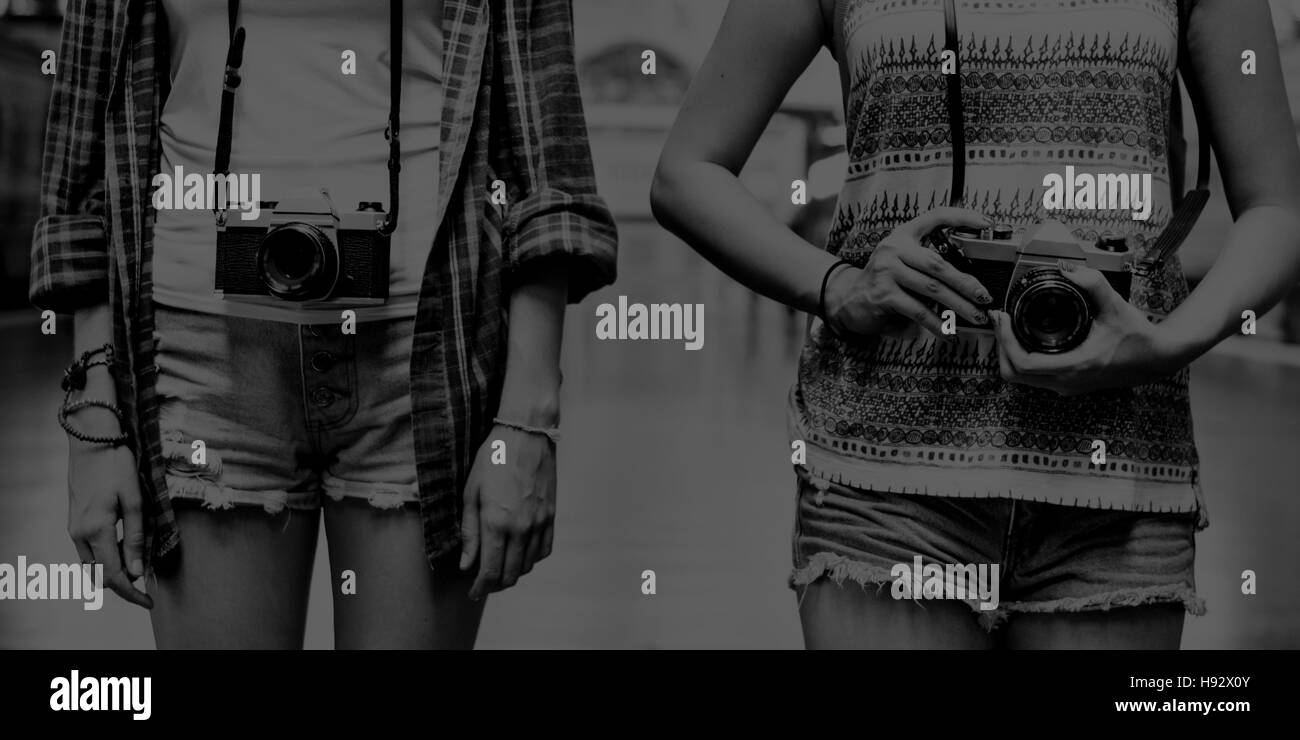 Mädchen-Freundschaft-Hangout Reisen Urlaub Fotografie Konzept Stockfoto