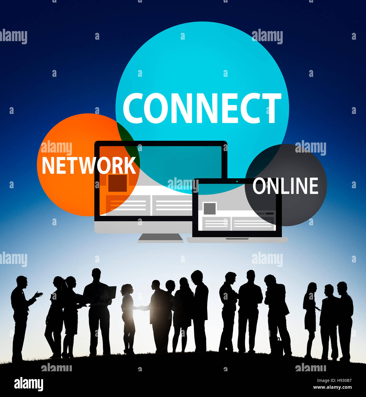 Verbinden Sie Netzwerk integrierte Online-Web-Konzept Stockfoto