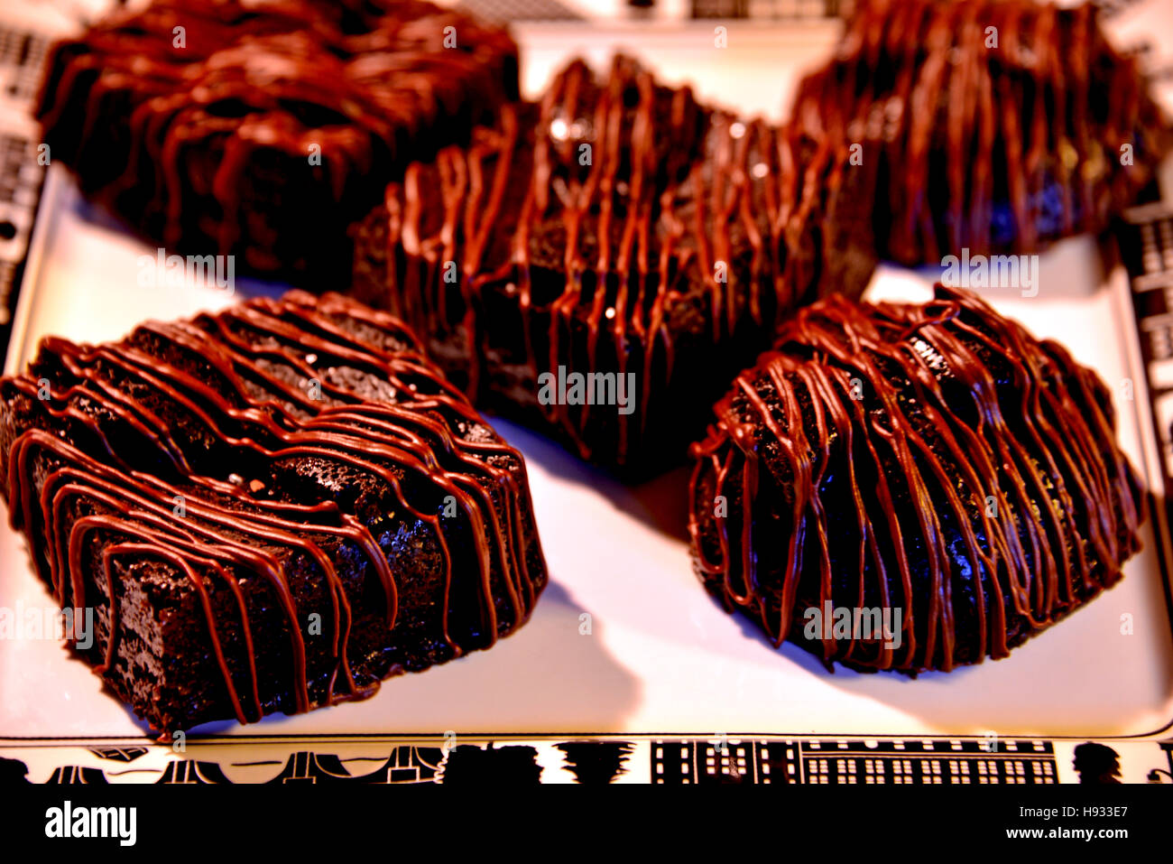 Schokoladenbrownie Kuchen Mini Dessert Stockfoto