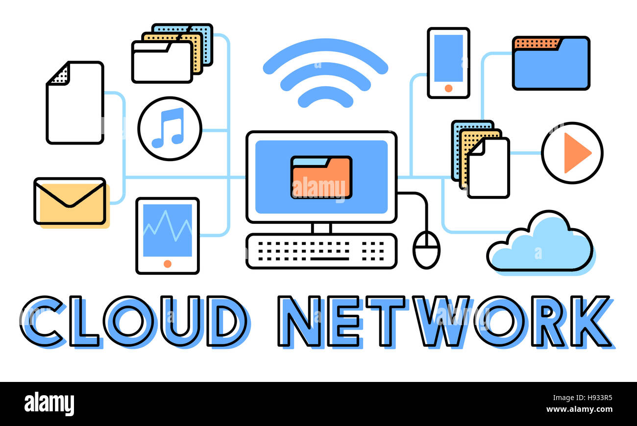 Cloud-Netzwerk-Verbindung Daten Informationen Speicherkonzept Stockfoto