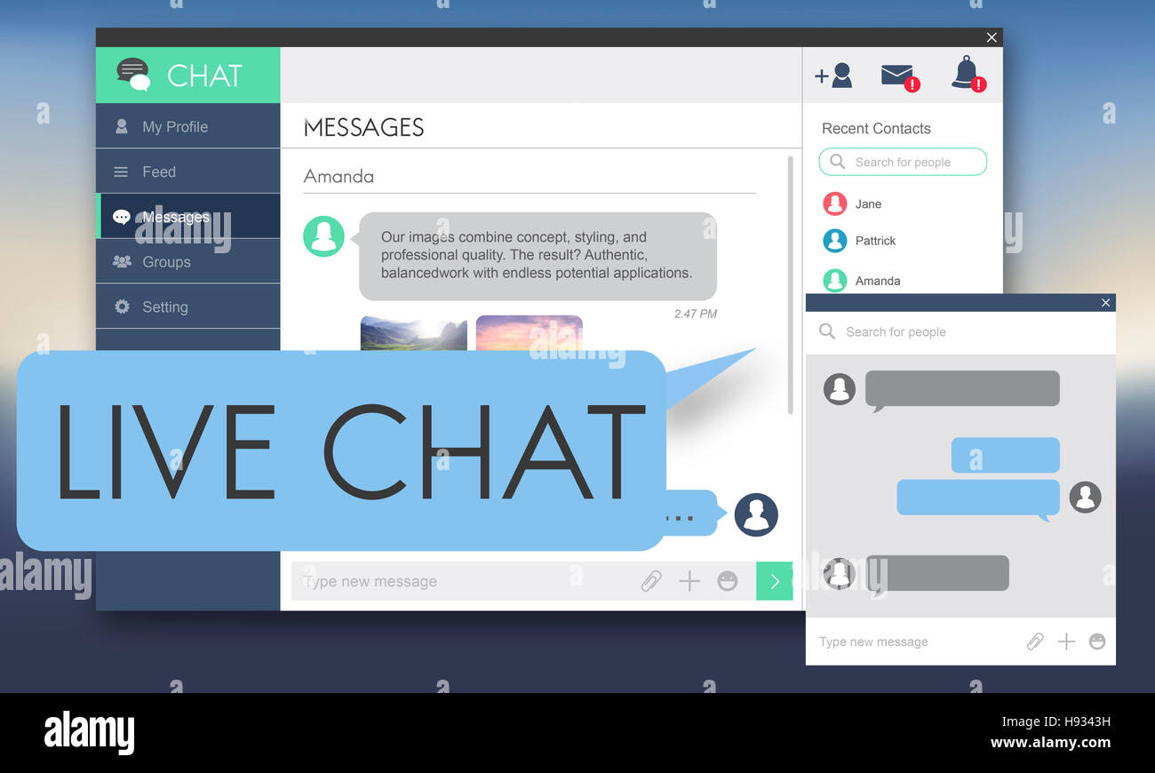 Live Chat chatten Kommunikation Digital Web-Konzept Stockfoto