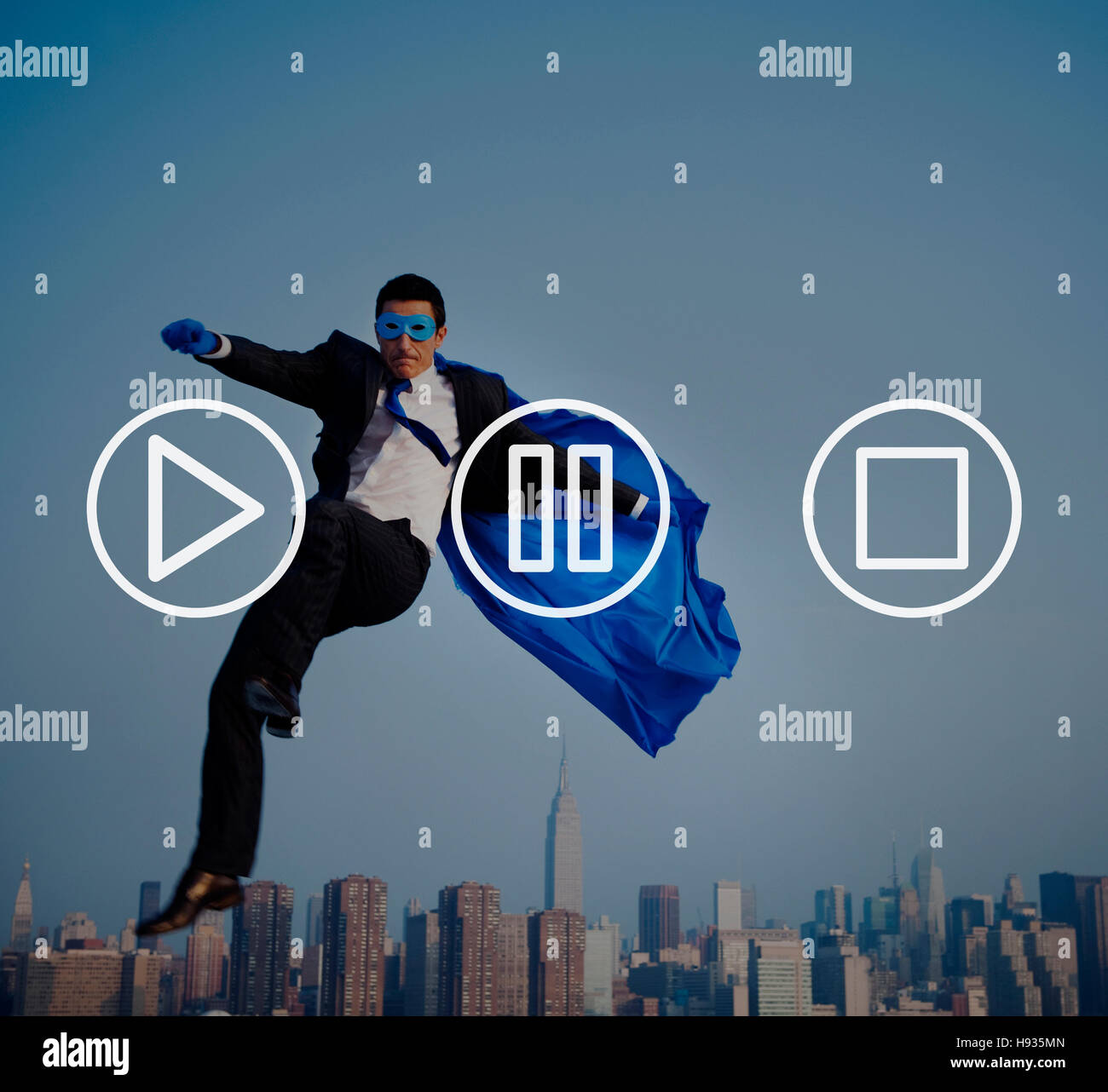 Schaltflächen Multimedia-Play Pause Stop-Konzept Stockfoto