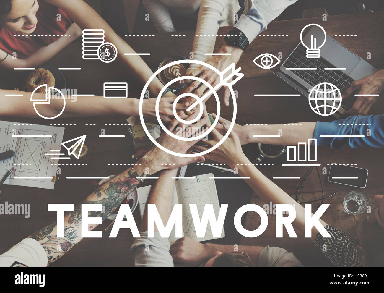 Bulls Eye Ziel Mission Symbol Teamwork Konzept Stockfoto