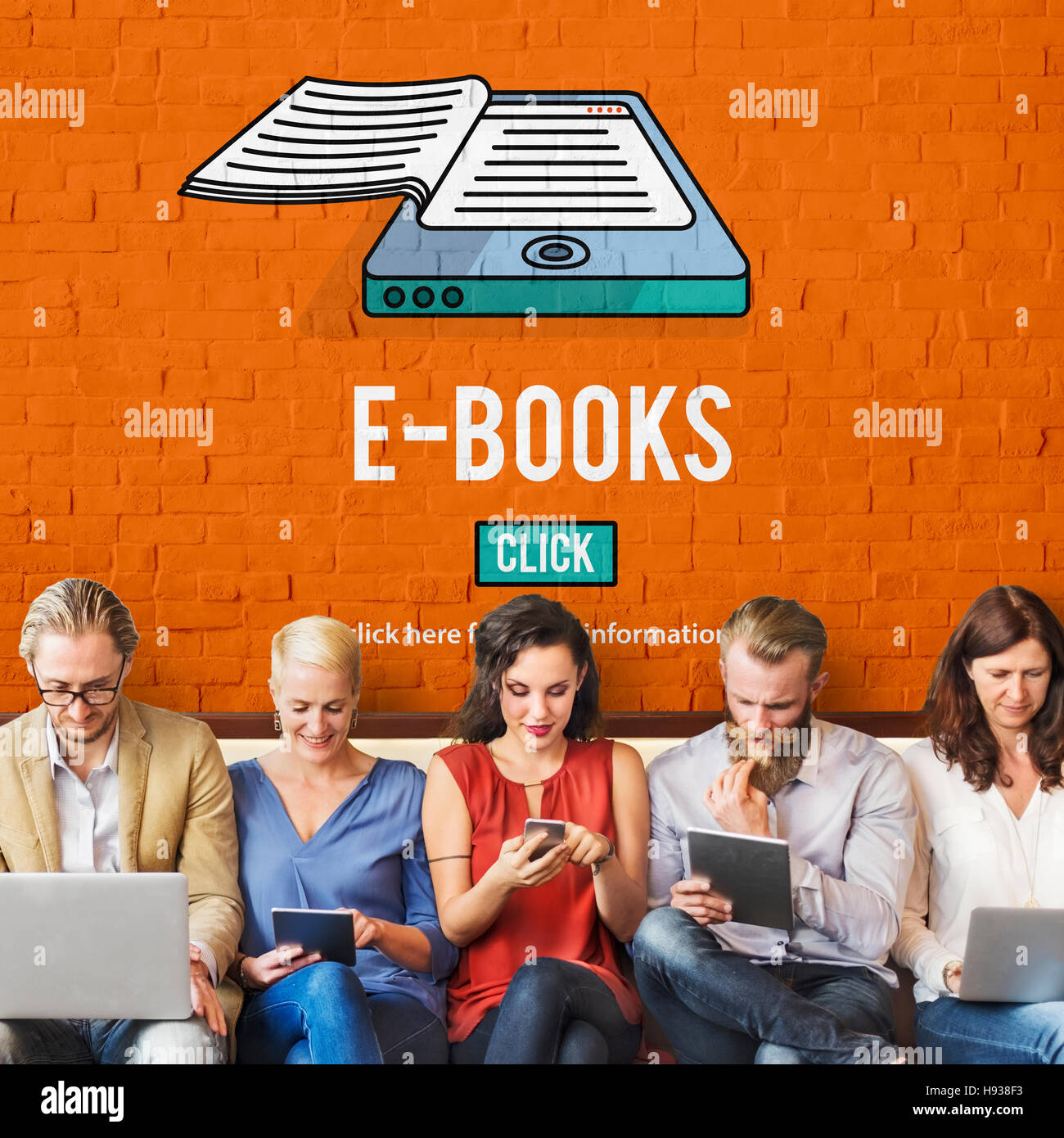 E-Books E-Reader Literatur Innovation Technologie Medienkonzept Stockfoto