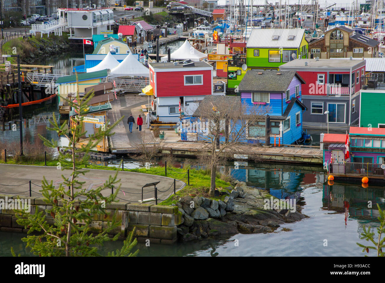 Fishermans Wharf, Hafen, Victoria, Vancouver Island, British Columbia, Kanada Stockfoto