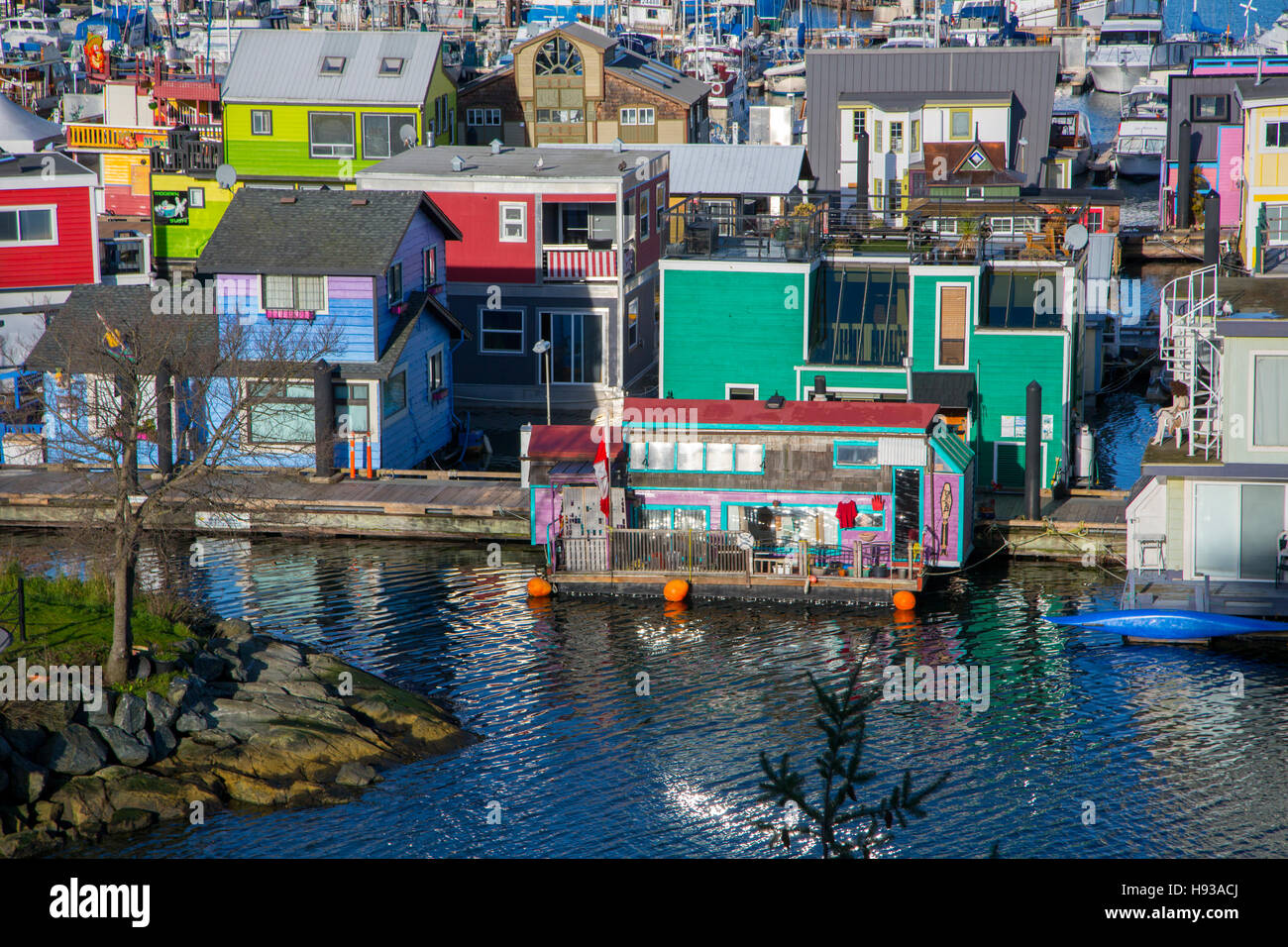 Fishermans Wharf, Victoria, Hafen, Vancouver Island, Britisch-Kolumbien, Kanada Stockfoto