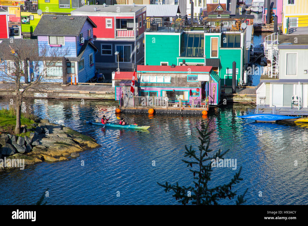 Fishermans Wharf, Victoria, Hafen, Vancouver Island, Britisch-Kolumbien, Kanada Stockfoto