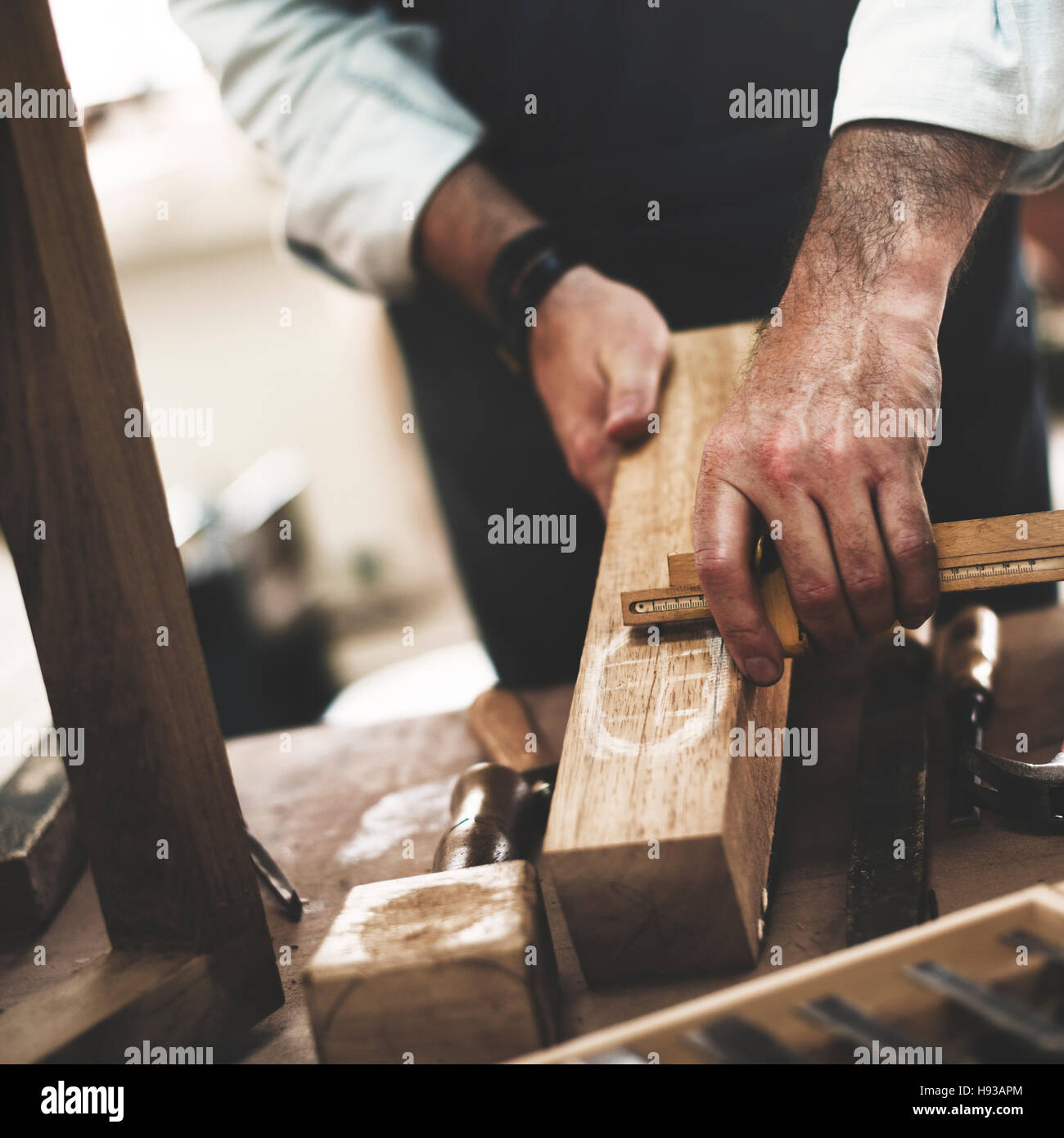 Handyman Beruf Handwerk Tischlerei Konzept Stockfoto