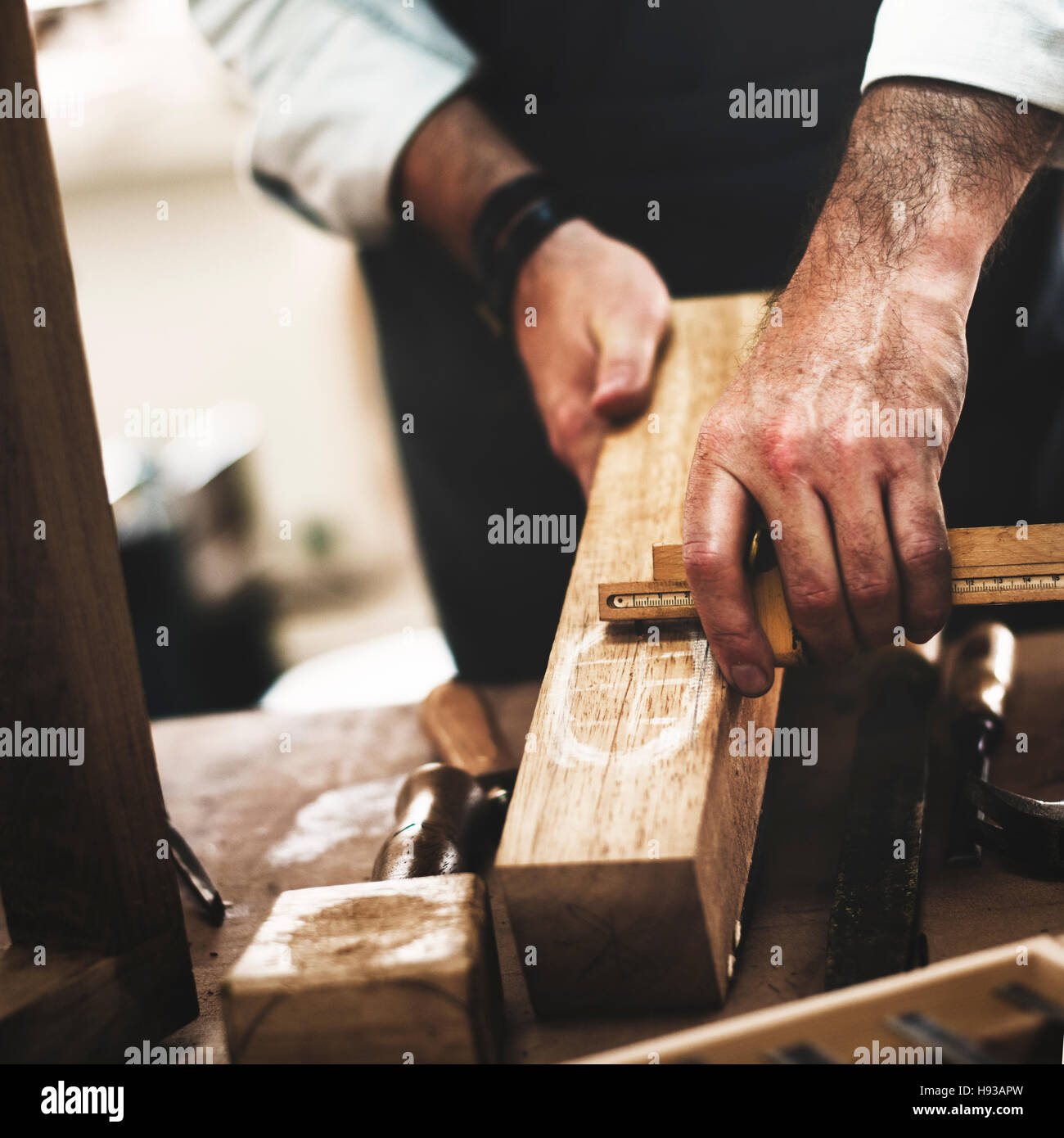 Handyman Beruf Handwerk Tischlerei Konzept Stockfoto