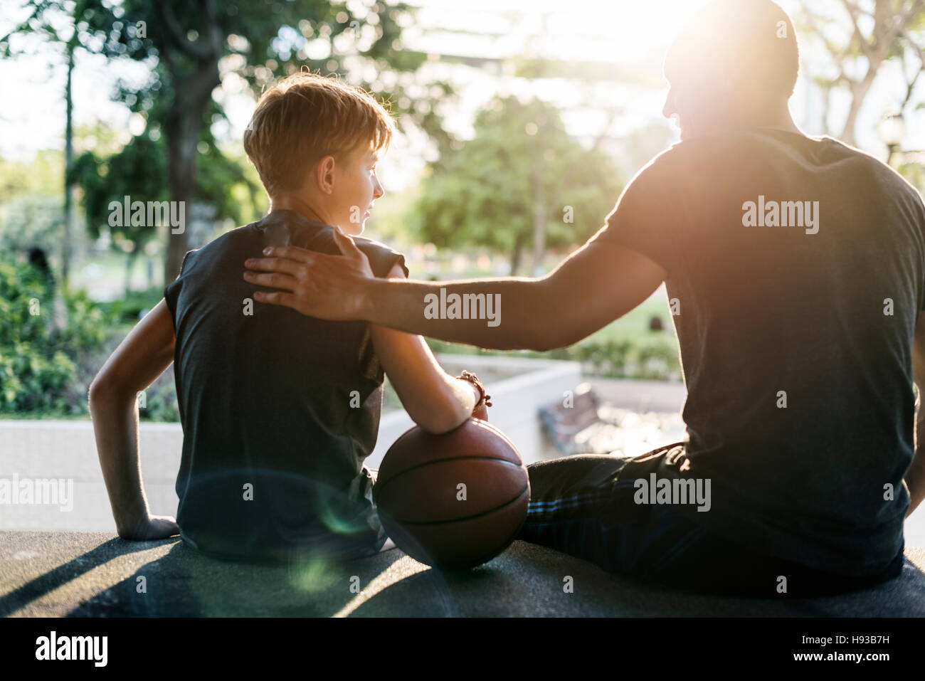 Athlet Basketballspieler Coaching Team Konzept Stockfoto