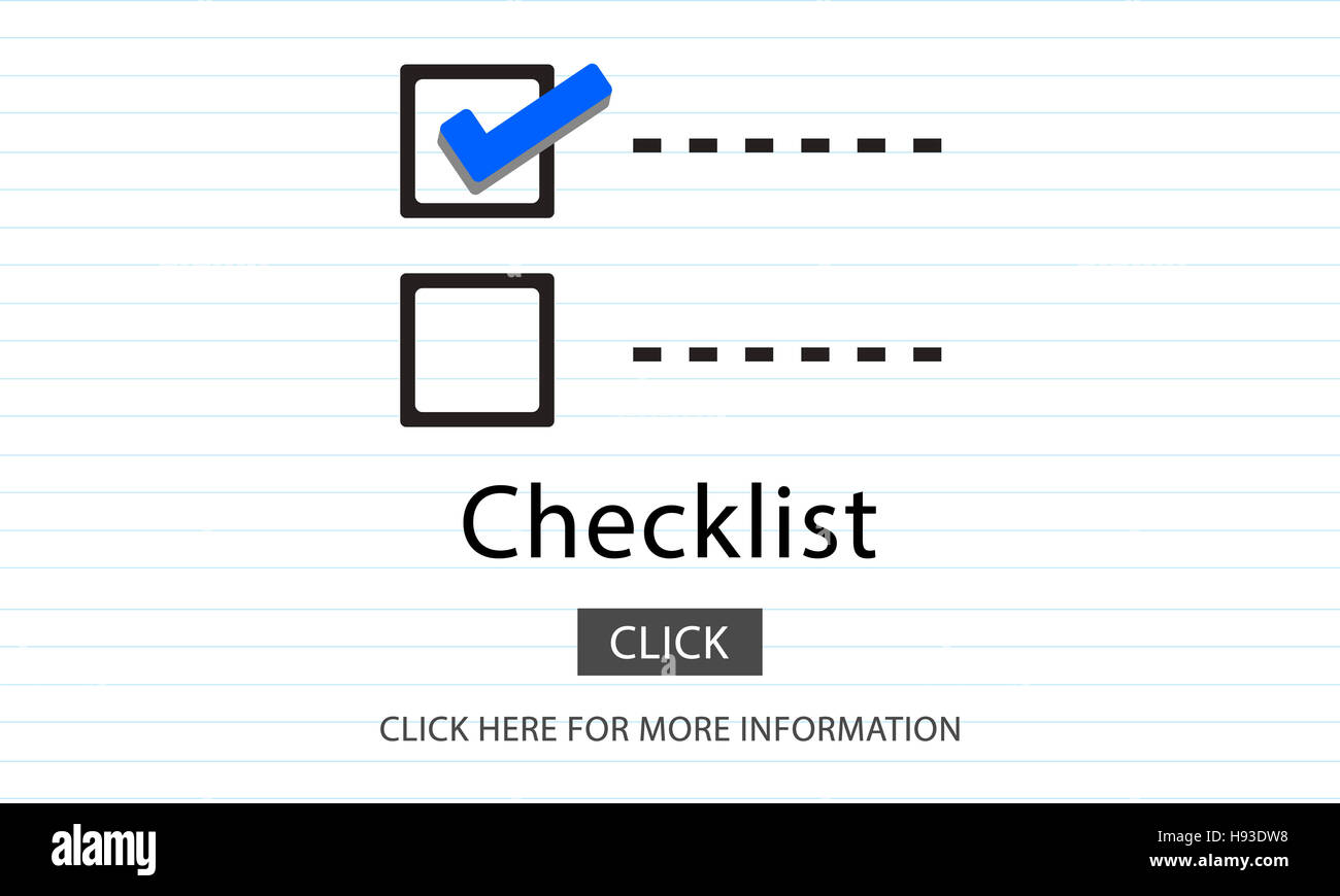 Checkliste Auswahl Entscheidung Dokument Mark Konzept Stockfoto