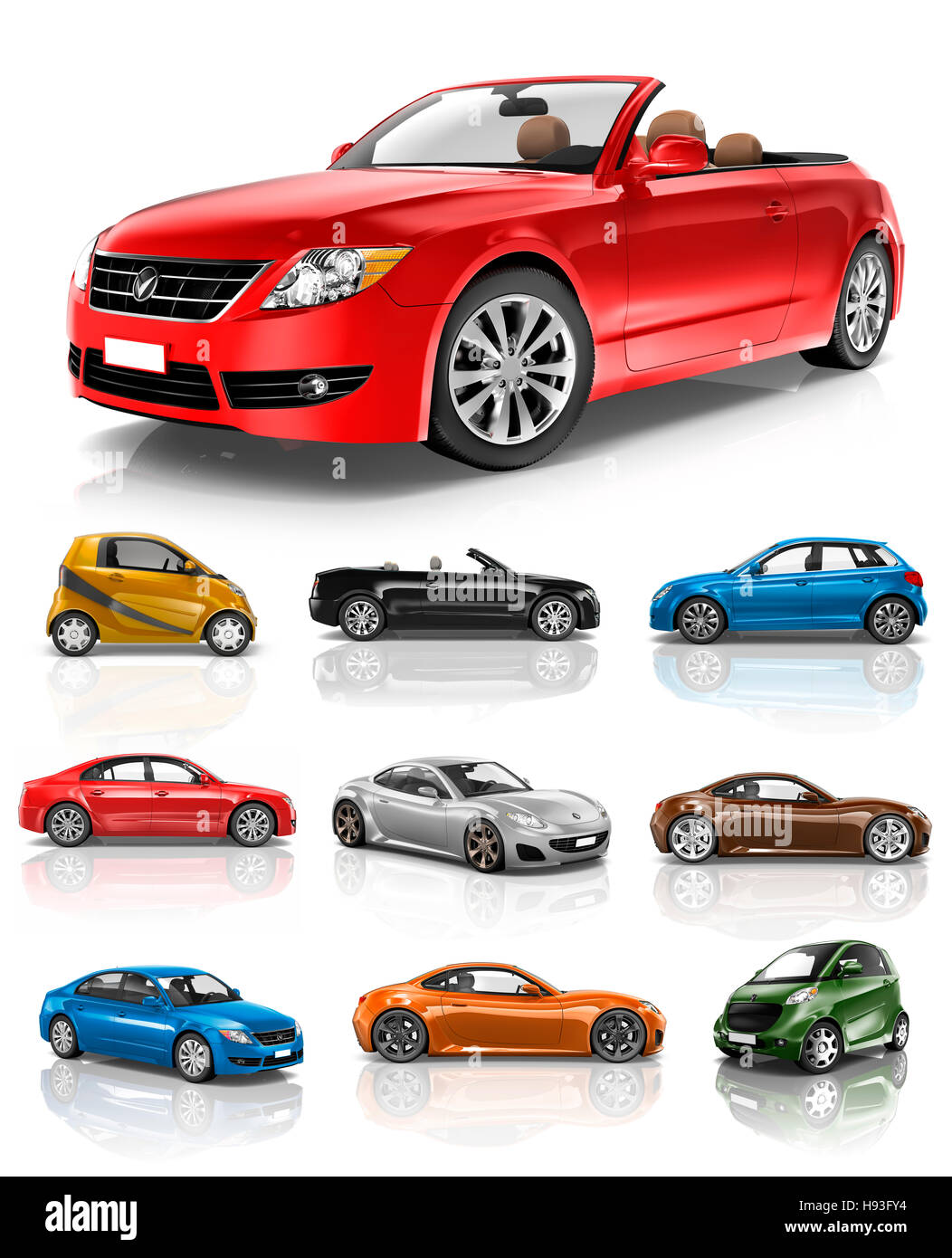 Auto Transport 3D-Illustration Fahrzeugkonzept Stockfoto