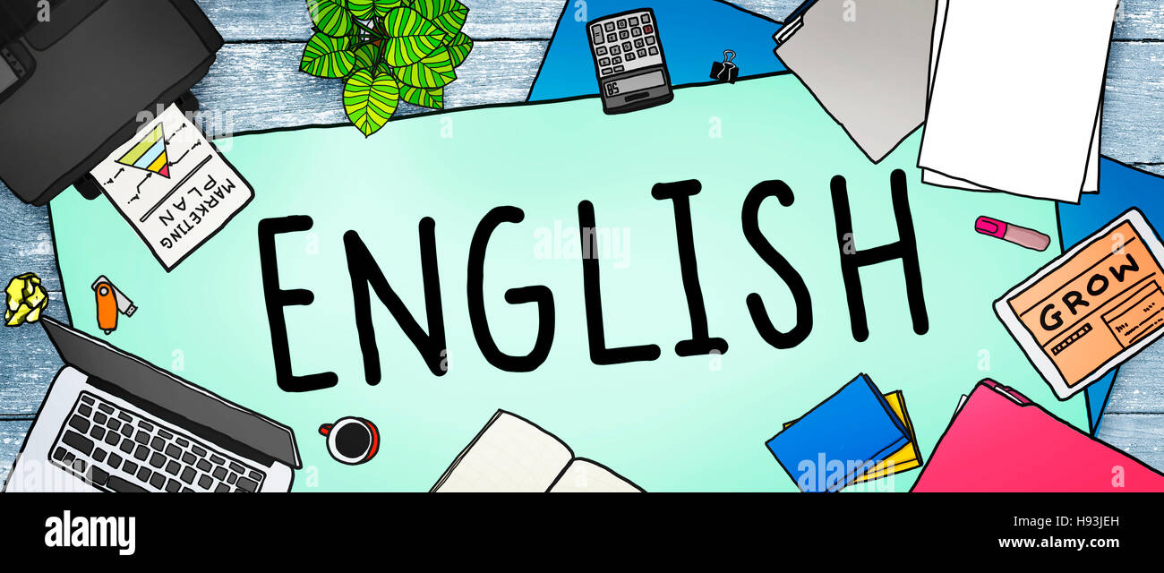 Britisches Englisch England Sprache Bildungskonzept Stockfoto