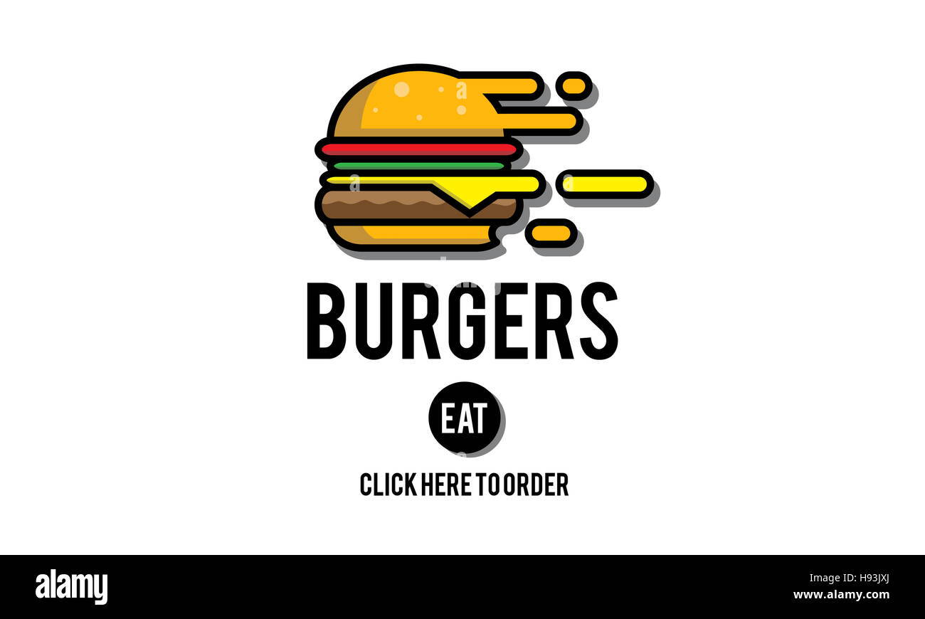 Burger Online kaufen Junk-Food Ernährung Konzept Stockfoto