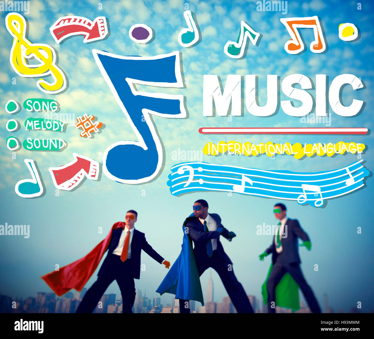 Musik Noten Lied Entertainment Media-Konzept Stockfoto