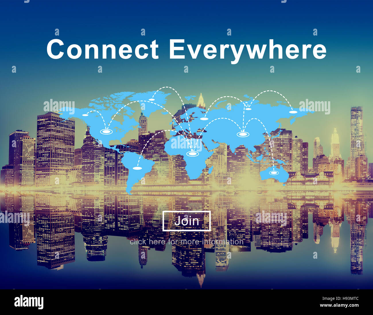 Verbinden Sie überall globales Netzwerk weltweit Konzept Stockfoto