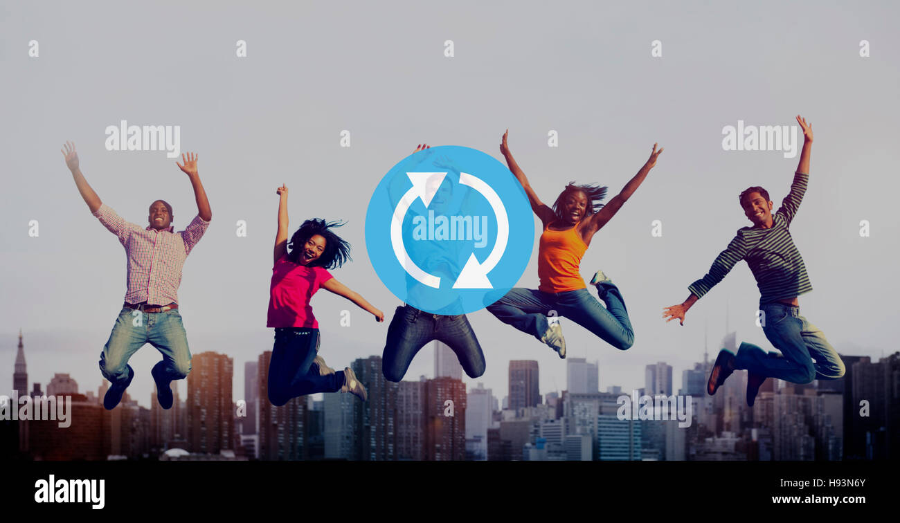 Aktualisieren Sie Neustart Symbol Symbol Netzwerk-Konzept Stockfoto