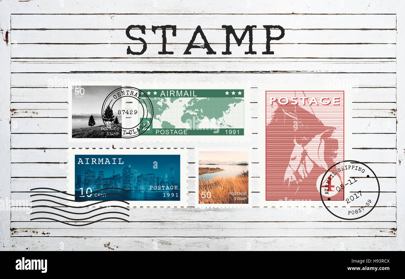 Luftpost Brief Briefmarke Mailkonzept Postkarte Stockfoto