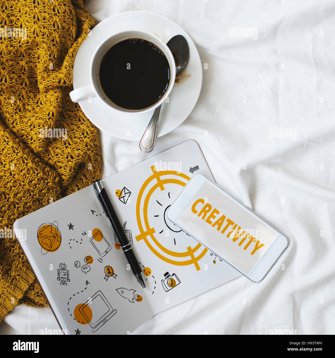 Kreativität Lightbulb Meldung Ikone Technologiekonzept Stockfoto