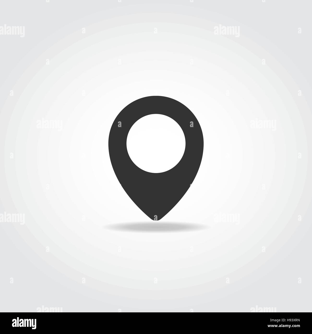Einfaches schwarzes Symbol mit Schatten. Positionsmarkierung. GPS-Pin. Karte-Zeiger-Symbol. Stock Vektor
