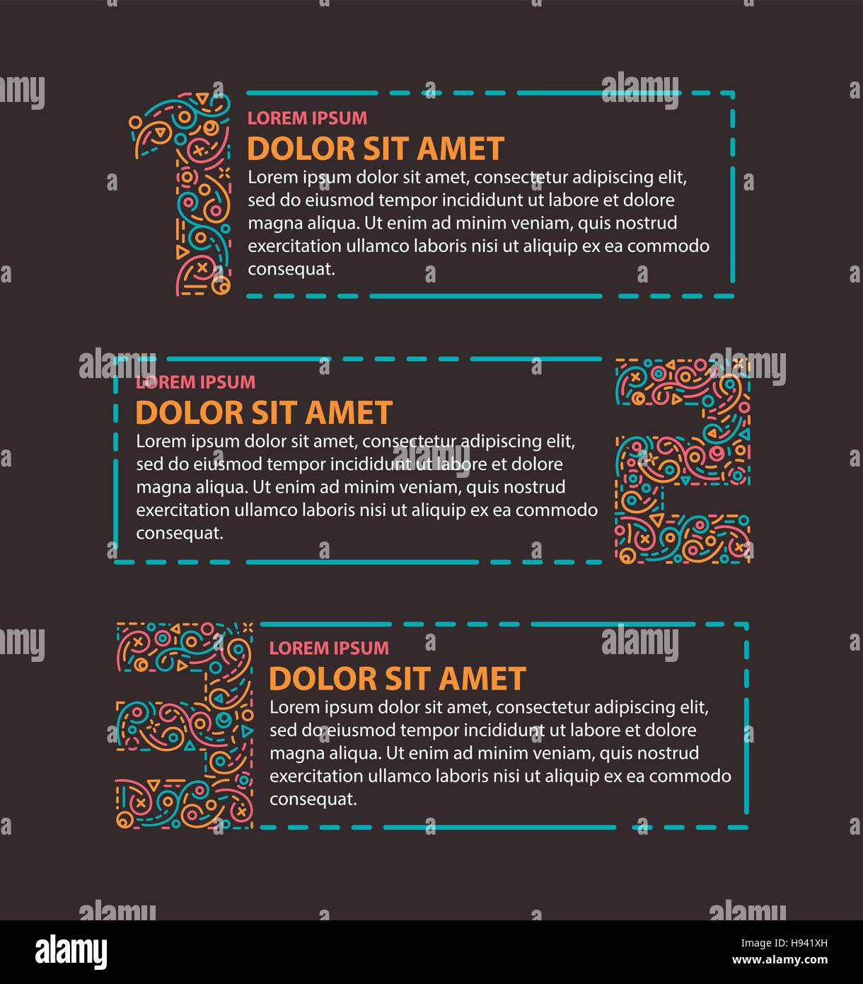Drei Schritte-Info-Grafiken in Linienart Stock Vektor