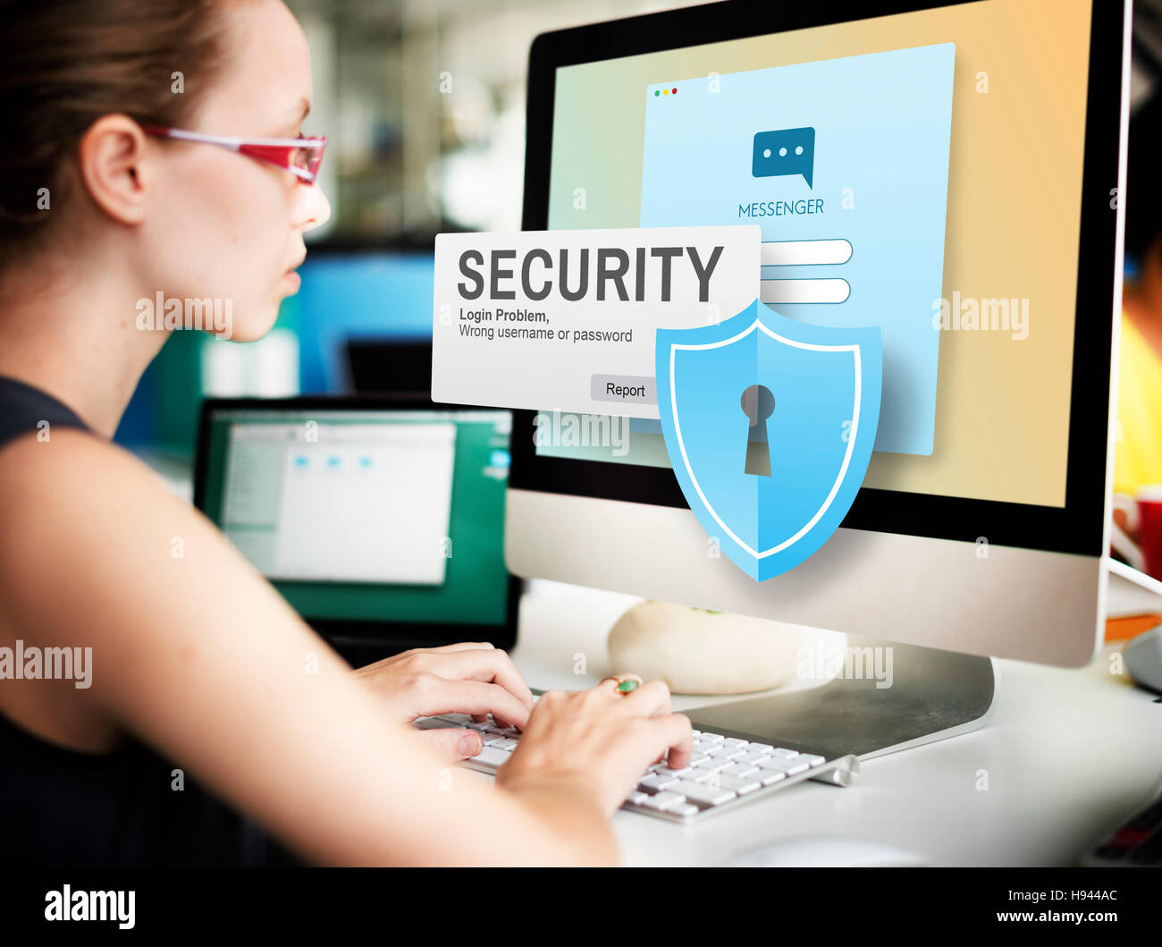System Zugang Kennwort Daten Netzwerk Überwachung Sicherheitskonzept Stockfoto