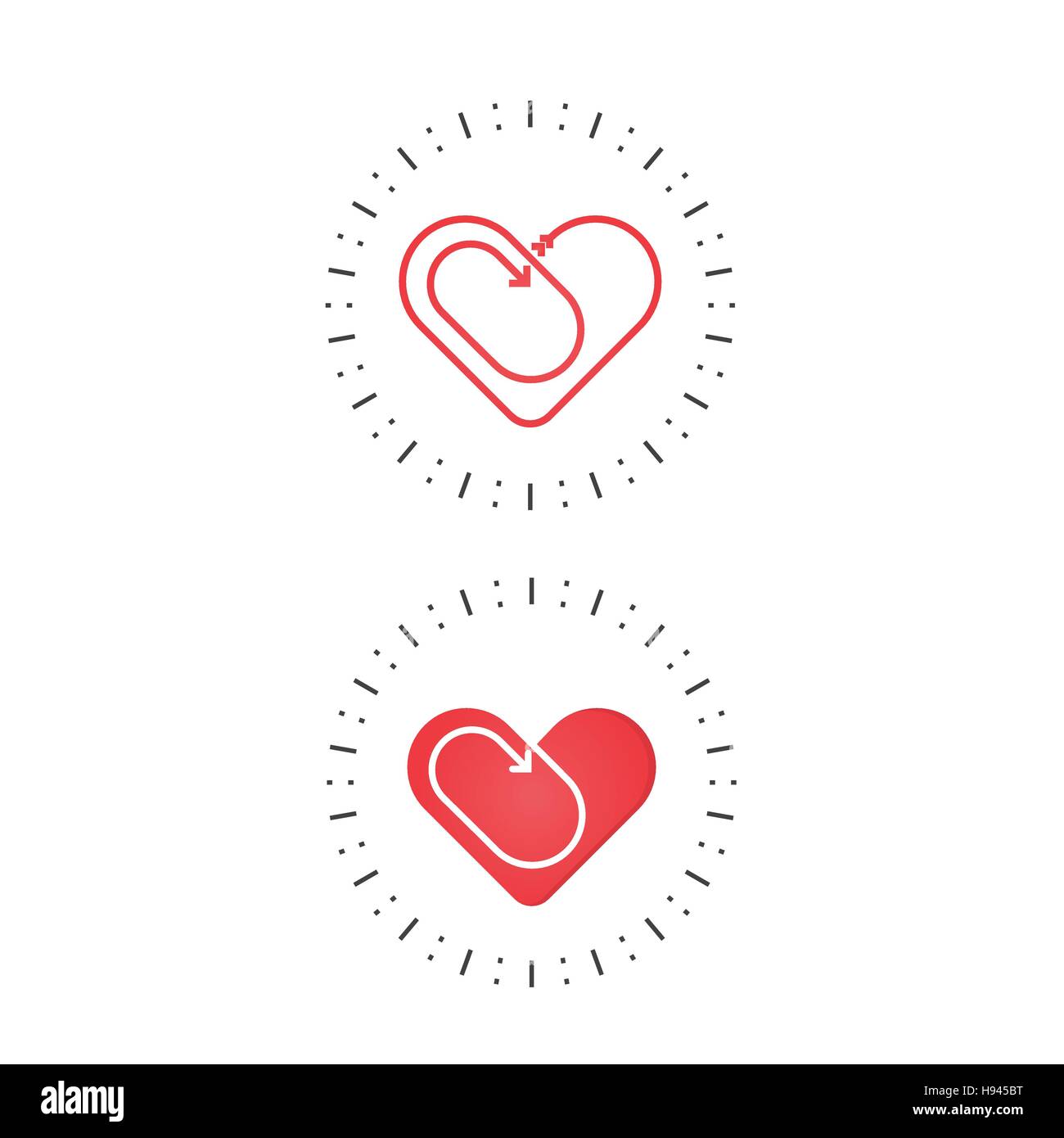 Rote Herz-Symbol. Liebe und Herz zu kümmern-Logo. Liebesherz und Gesundheitswesen & medizinische Konzept. Vektor-illustration Stock Vektor