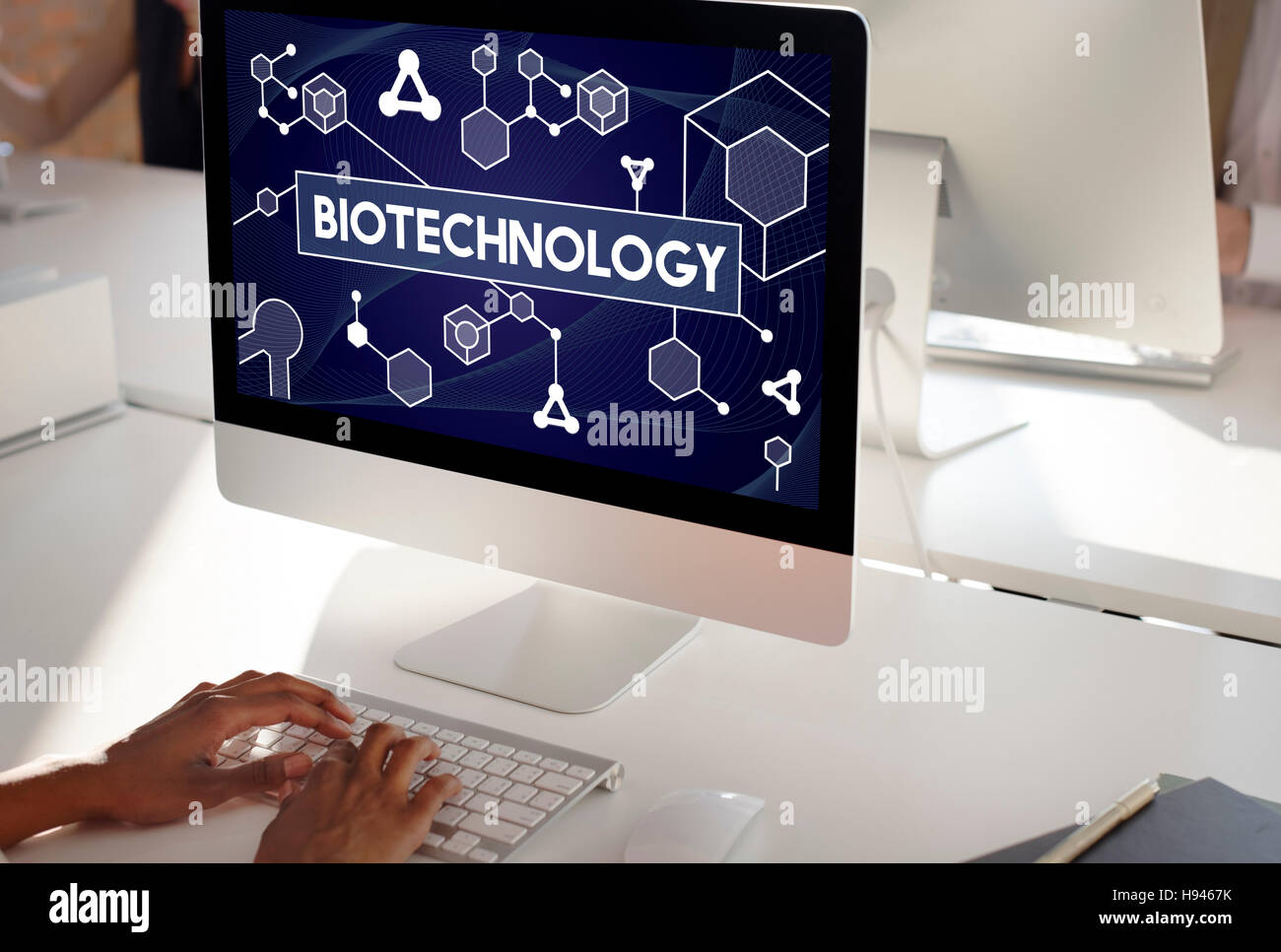 Biotechnologie DNA Molekül Experiment Forschung Zellkonzept Stockfoto
