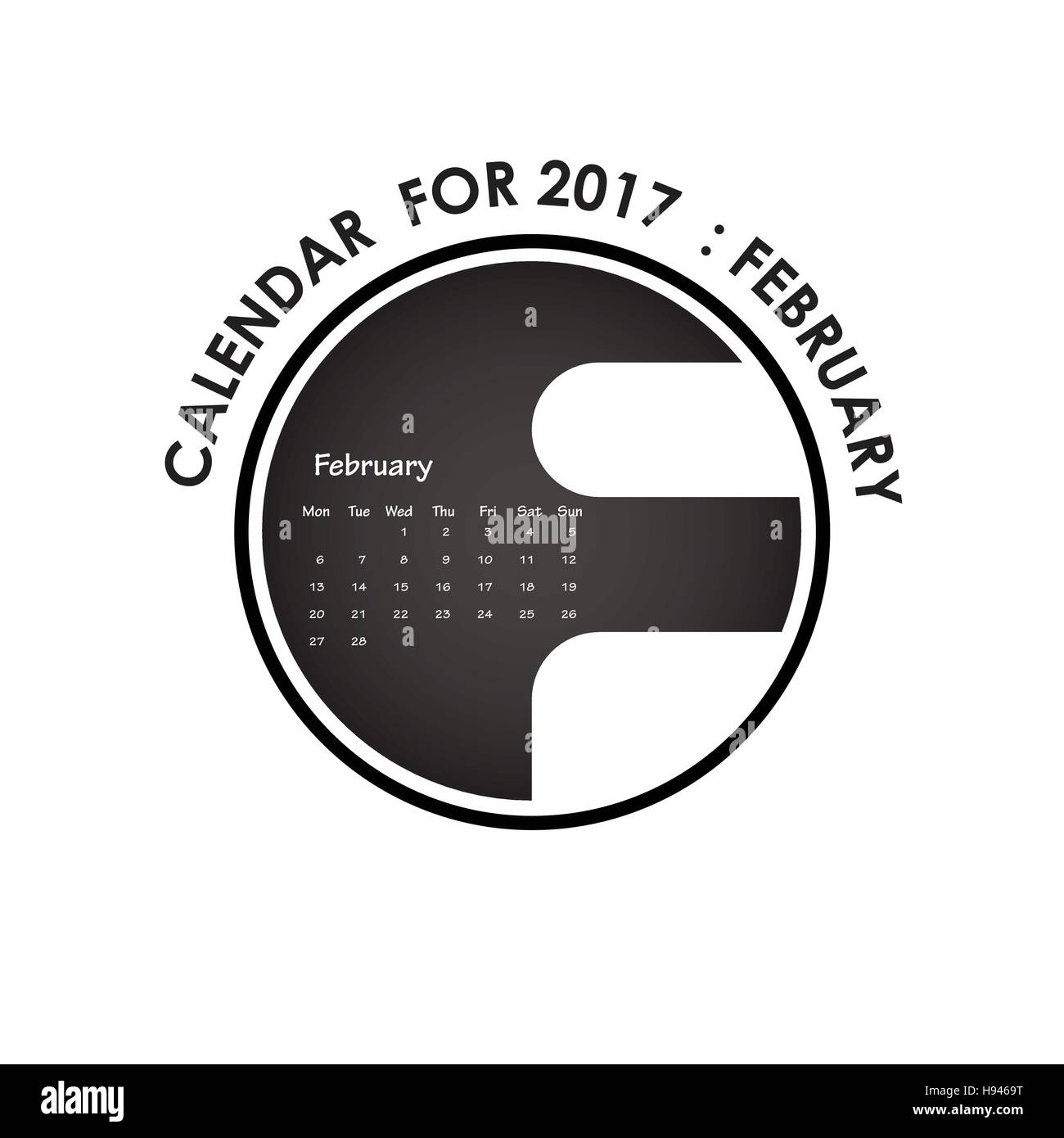 2017 Kalender Vector Design Briefpapier-Vorlage. Kalender Februar 2017.Vector Abbildung. Stock Vektor