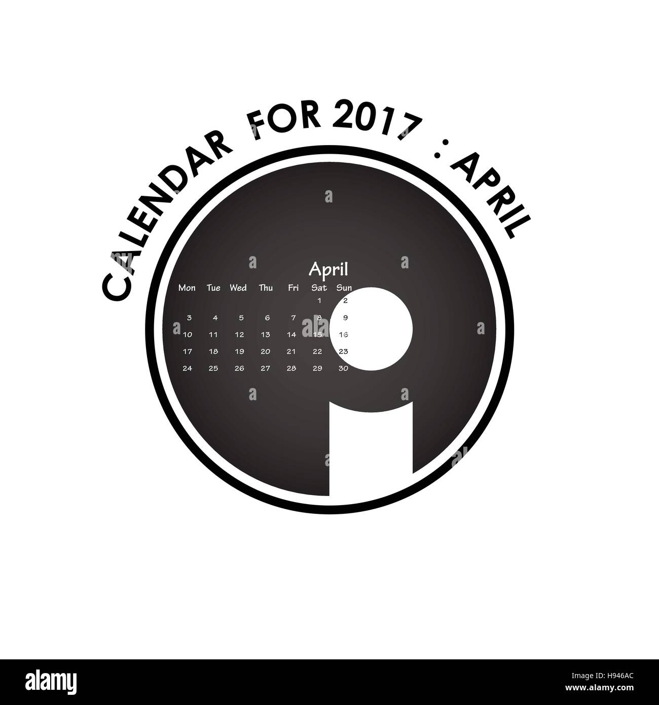 2017 Kalender Vector Design Briefpapier-Vorlage. Kalender für April 2017.Vector Abbildung. Stock Vektor