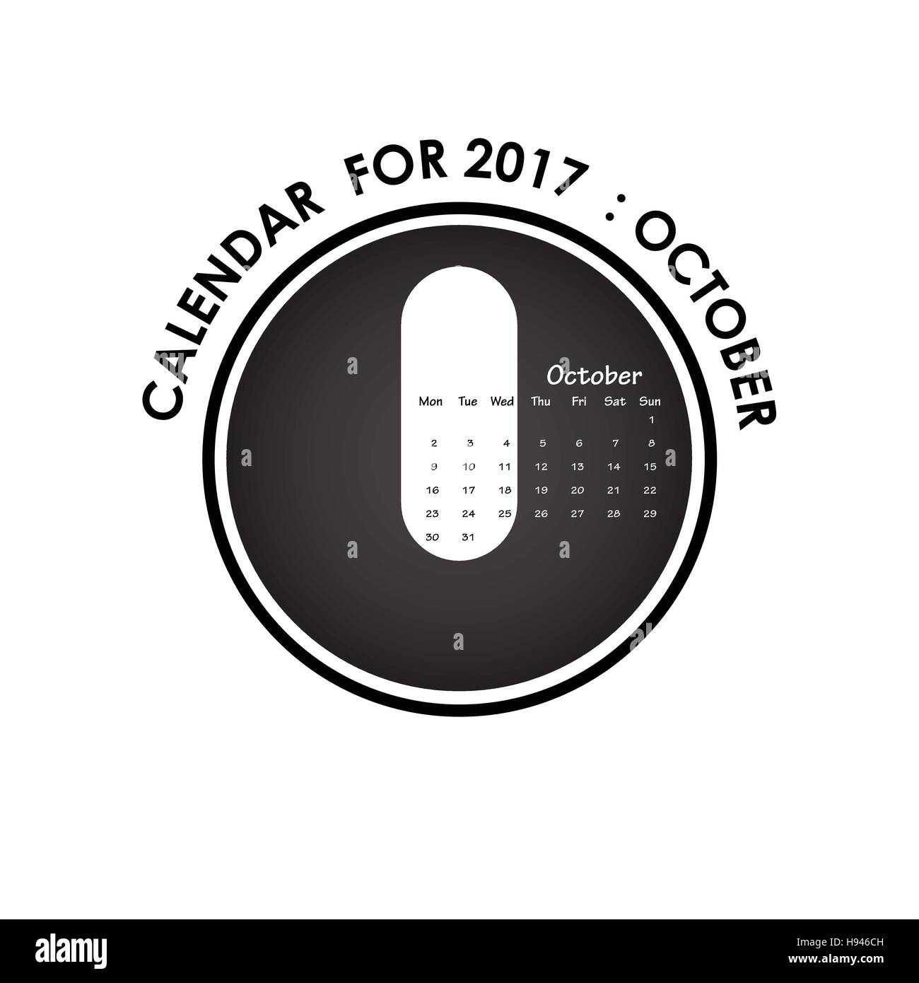 2017 Kalender Vector Design Briefpapier-Vorlage. Kalender für Oktober 2017.Vector Abbildung. Stock Vektor