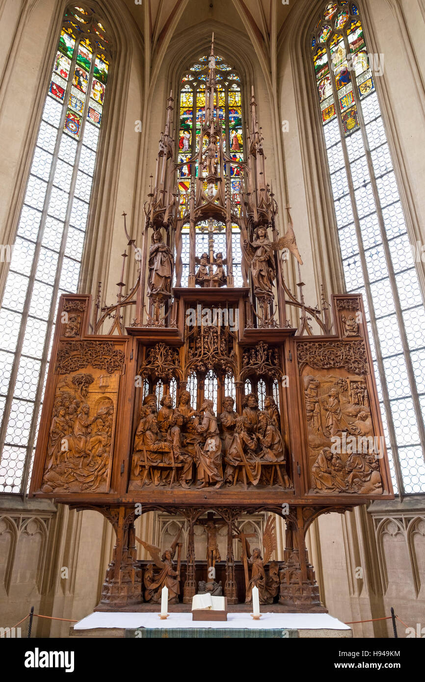 Heilig Blut Altar von Tilman Riemenschneider, Jacob &#39; s Kirche, Kirche von St. Jakob, Rothenburg Ob der Tauber, Mittelfranken Stockfoto