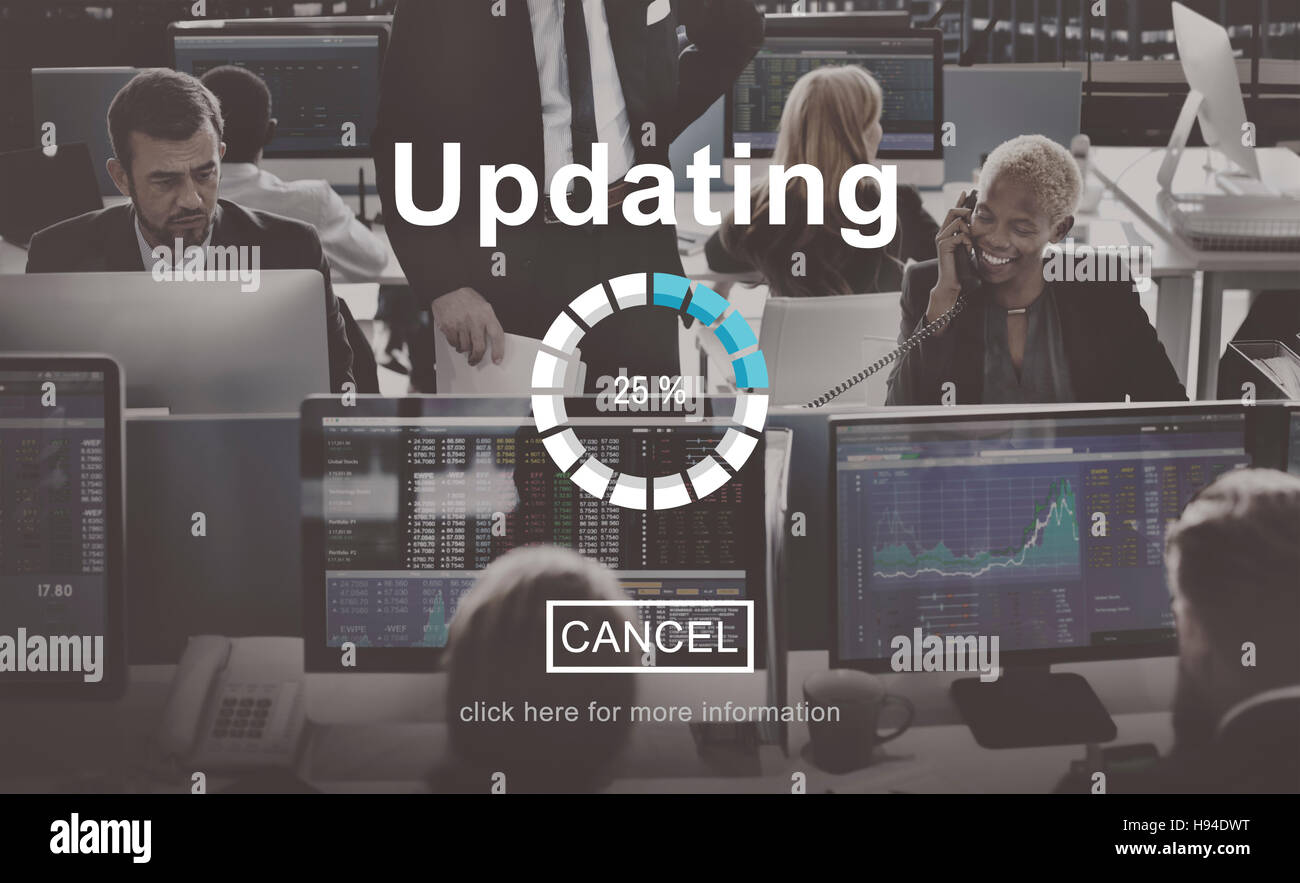 Update Upgrade-Software Programm Daten Technologiekonzept Stockfoto
