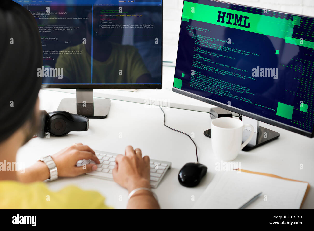 HTML Programmierung fortgeschrittene Technologie Web-Konzept Stockfoto