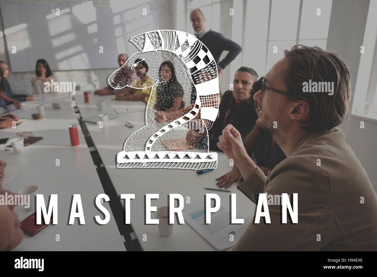 Master Plan Design Einsatzplanung Verfahrenskonzept Stockfoto
