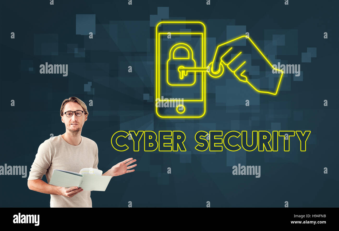 Cyber Security Onlinesicherheit Grafikkonzept Stockfoto