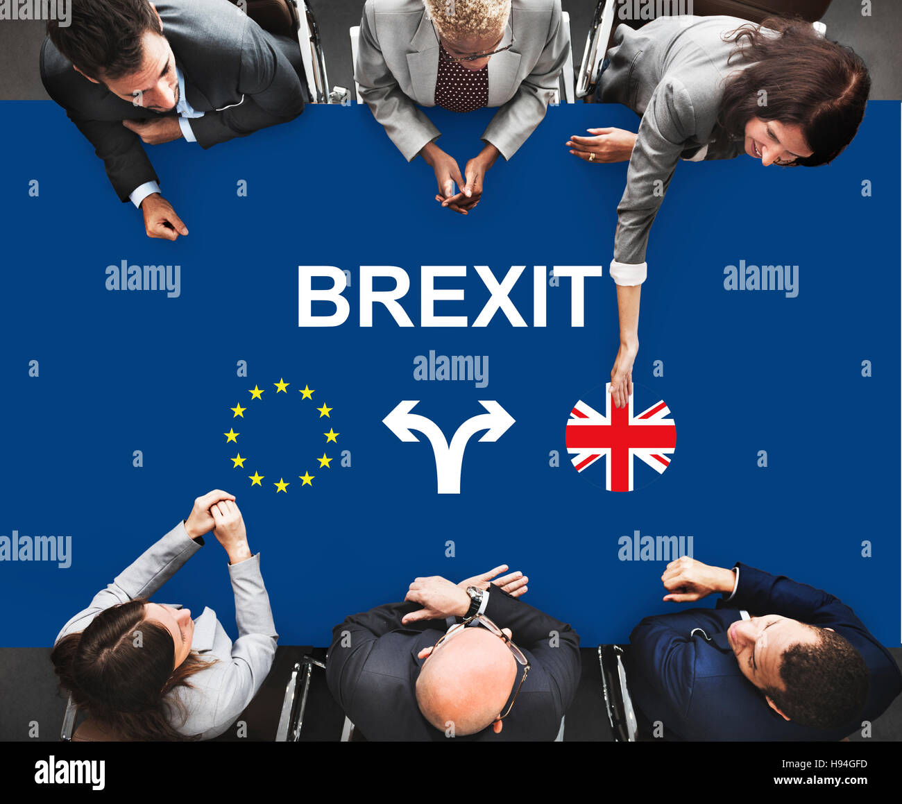 Brexit England Europaflagge Pfeil Konzept Stockfoto