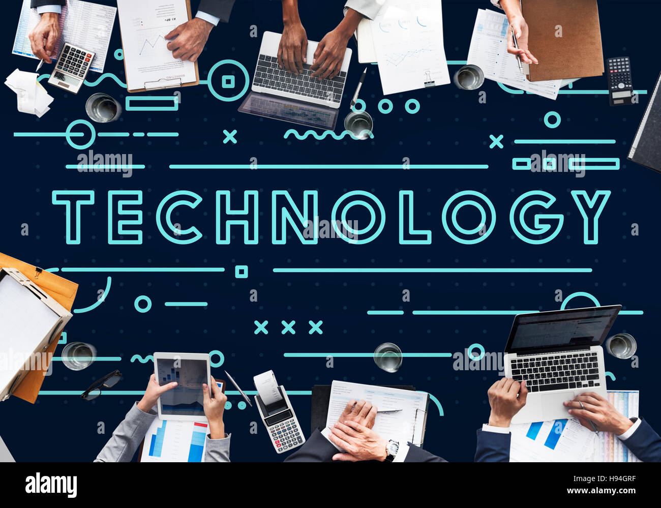 Grafikkonzept Technologie Online-elektronische Geräte Stockfoto
