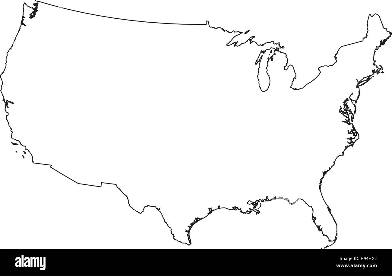 USA, Linie Karte Stock Vektor