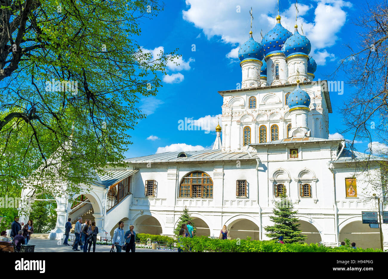 Die Kirche von Kazan Ikone der Muttergottes ist eines der alten Wahrzeichen von Kolomenskoje Manor Stockfoto