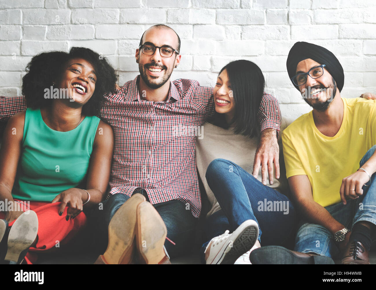 Menschen-Diversity-Freunde-Freundschaft-Glück-Konzept Stockfoto
