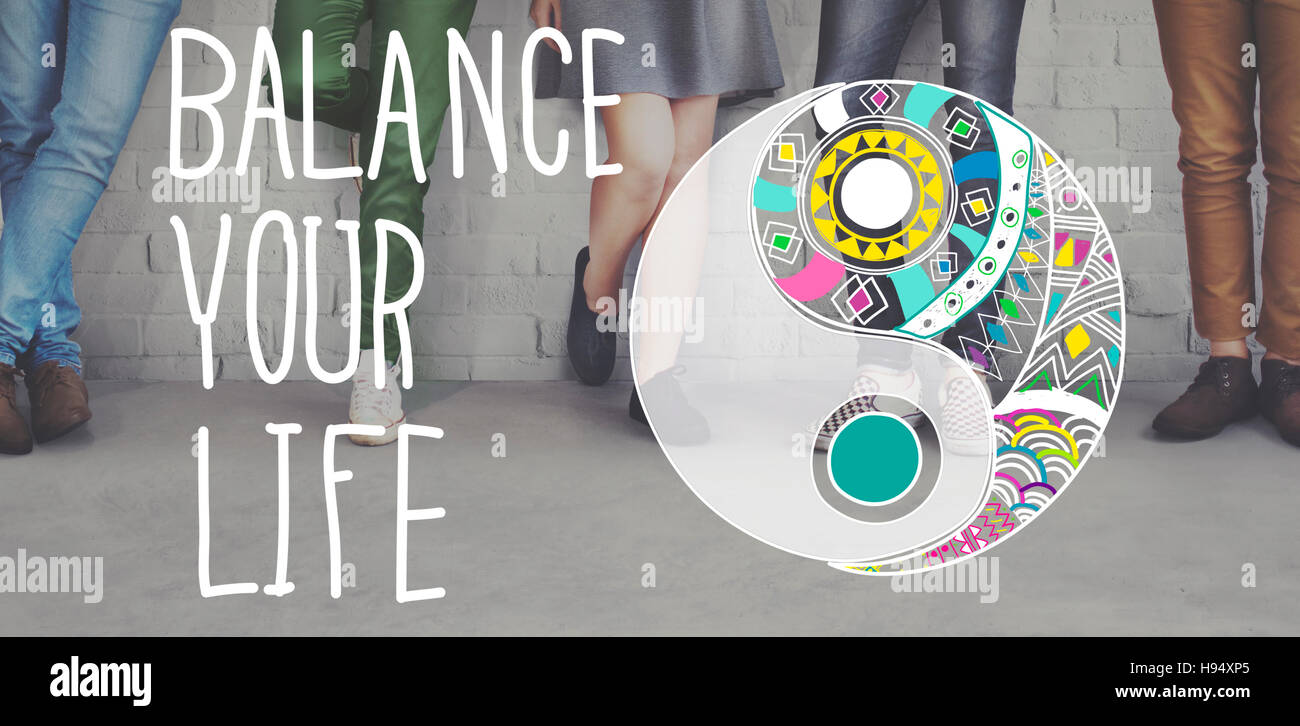 Ihre stetige Gleichheit Lebenskonzept zu balancieren Stockfoto
