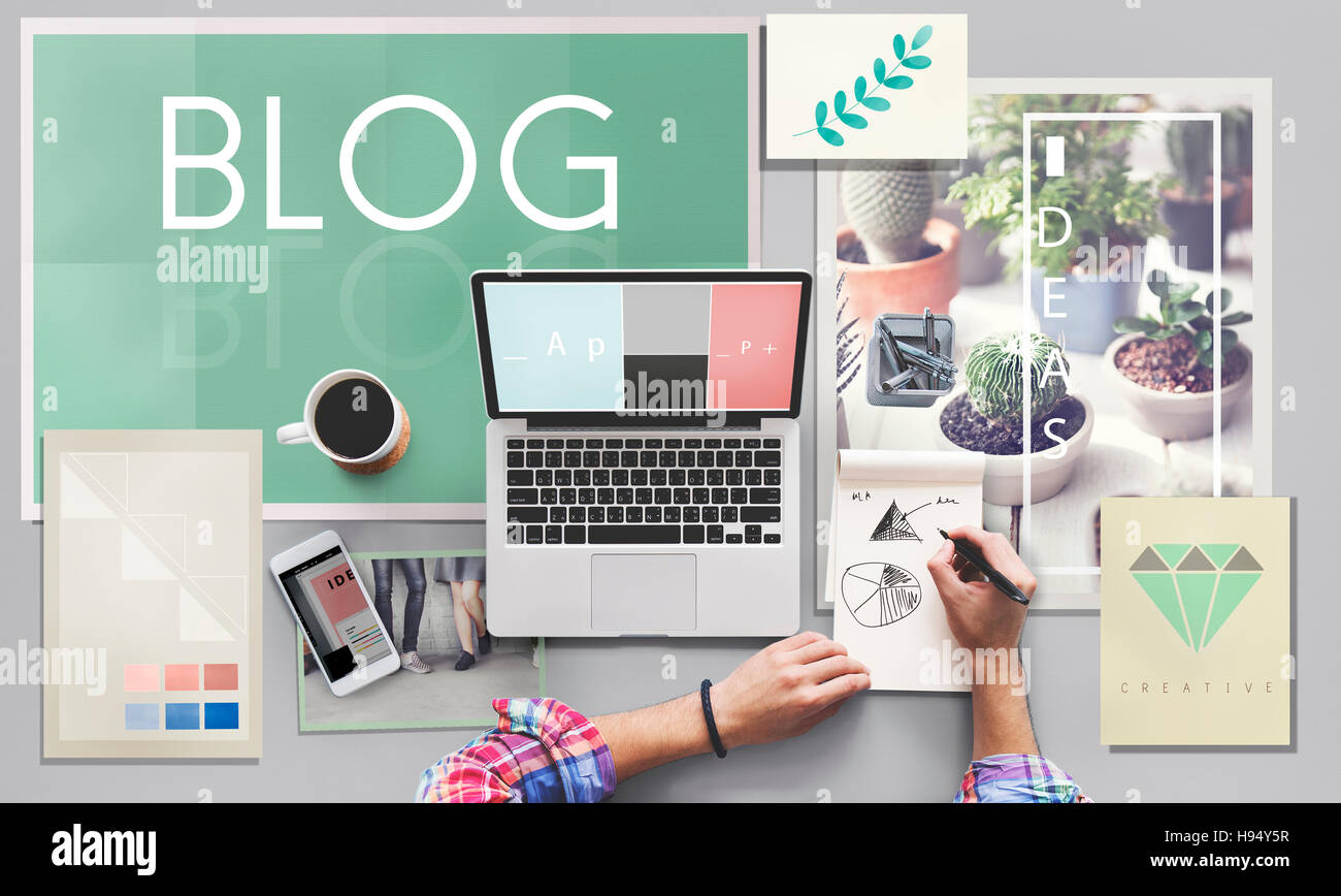 Blog Blogging Ideen Symbole Grafikkonzept Stockfoto