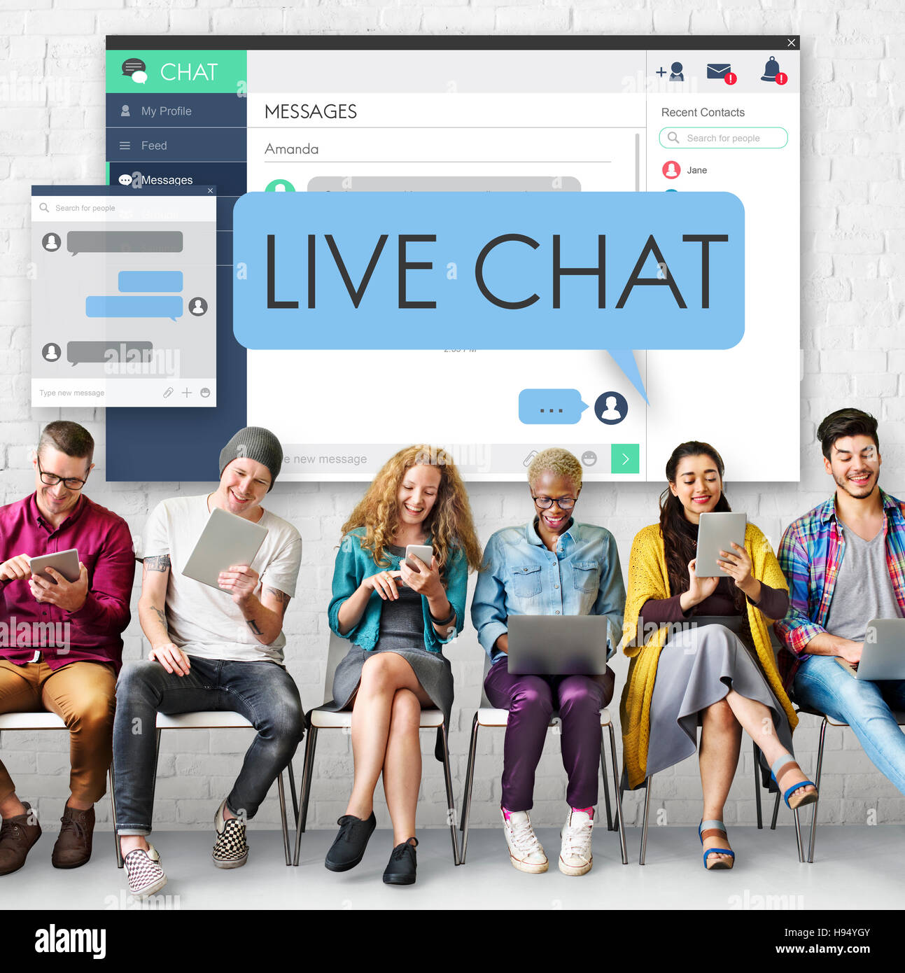 Live Chat chatten Kommunikation Digital Web-Konzept Stockfoto